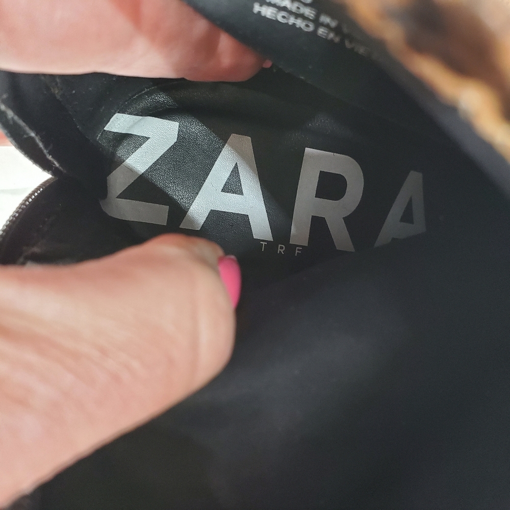 Zara Brown Snakeskin Block Heel Ankle Boot Bootie Size 7.5-8 EU 38 Animal Print - Picture 12 of 13